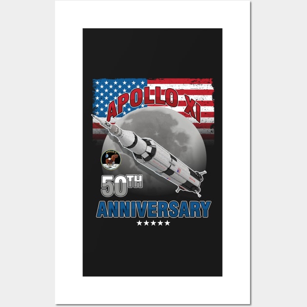 50th anniversary apollo 11 moon landing 1969 2019- Space Gift Wall Art by woormle